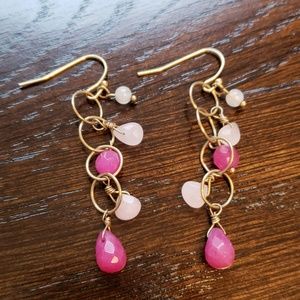Pink and gold earrings